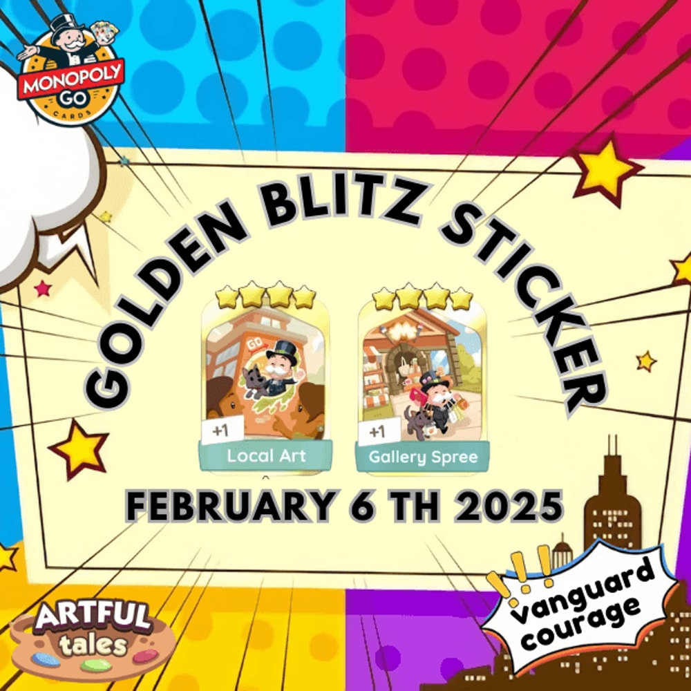 GOLDEN BLITZ MonopolyGo Sticker Local Art 4 Star 1