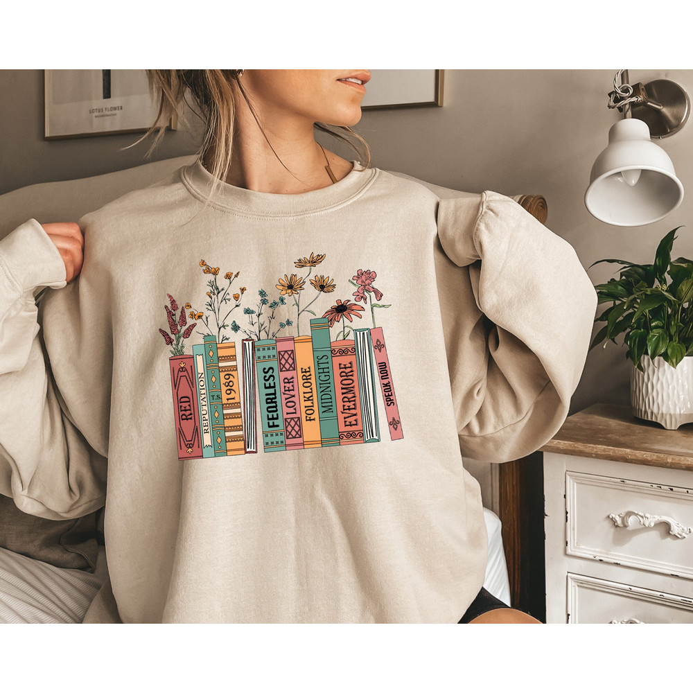 Albums As Books Sweatshirt, Trendy Aesthetic For Book Lovers, Crewneck Sweater, Folk Music Hoodie, Country Music Hoodie, Rock Music Sweater - 1.jpg
