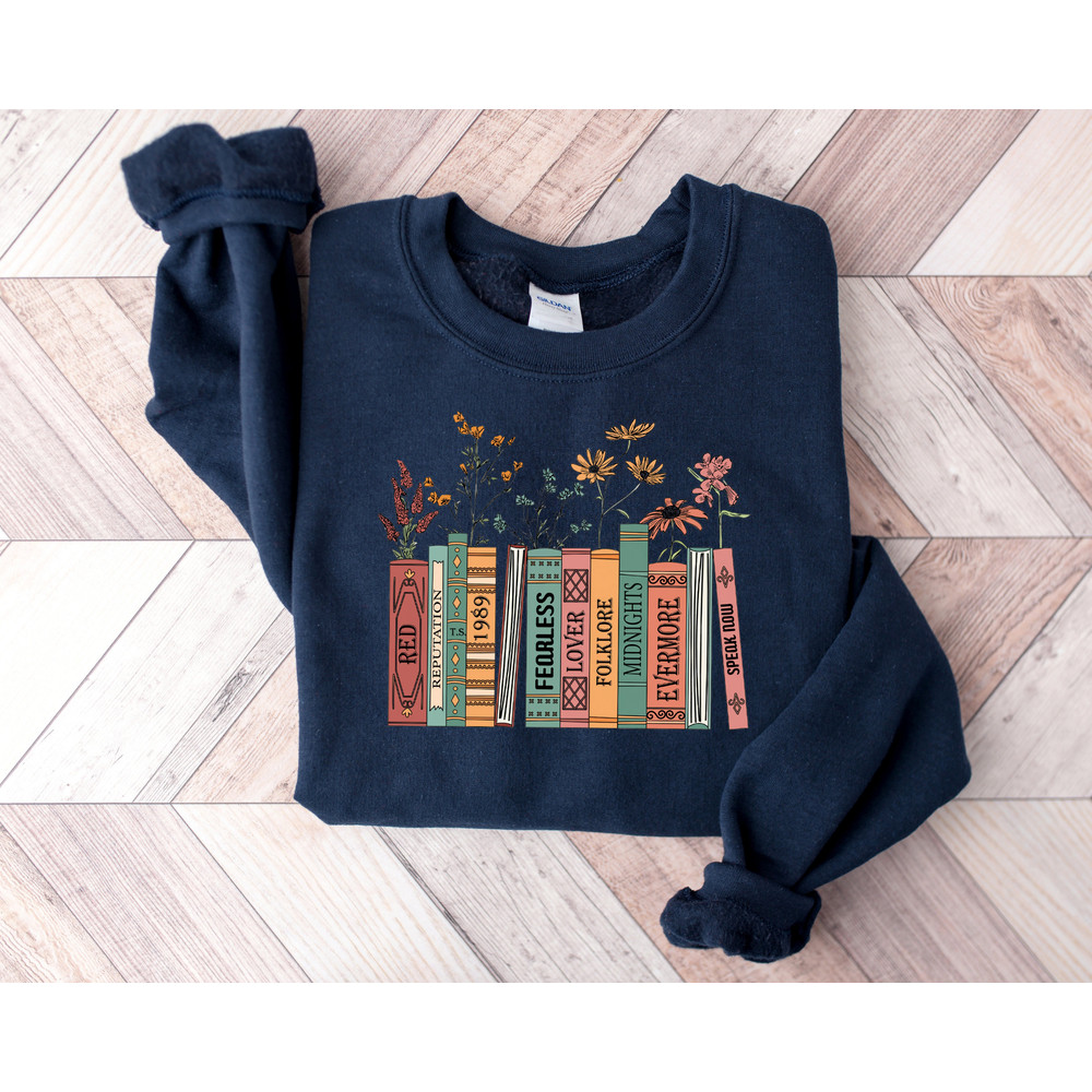 Albums As Books Sweatshirt, Trendy Aesthetic For Book Lovers, Crewneck Sweater, Folk Music Hoodie, Country Music Hoodie, Rock Music Sweater - 3.jpg