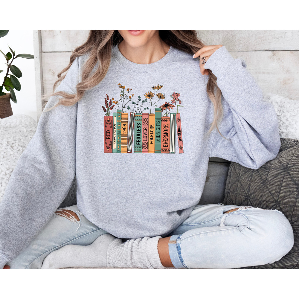 Albums As Books Sweatshirt, Trendy Aesthetic For Book Lovers, Crewneck Sweater, Folk Music Hoodie, Country Music Hoodie, Rock Music Sweater - 4.jpg