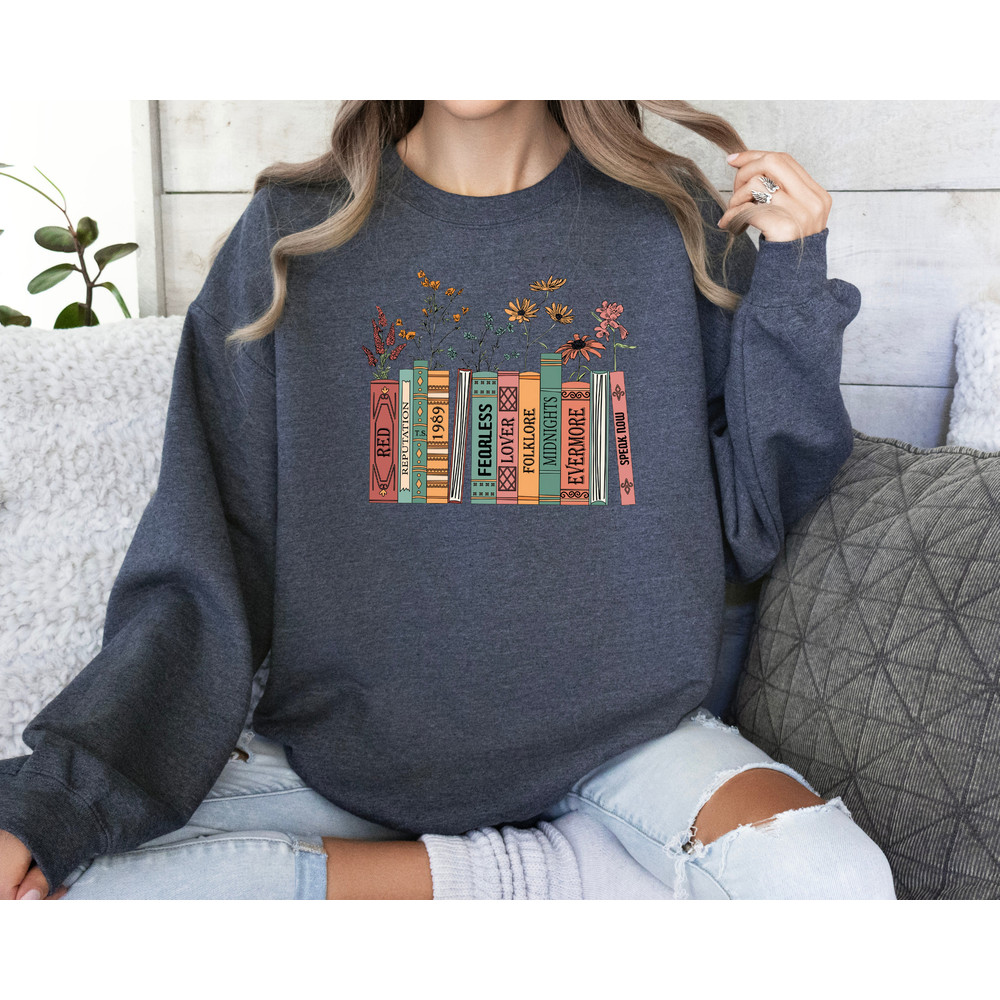 Albums As Books Sweatshirt, Trendy Aesthetic For Book Lovers, Crewneck Sweater, Folk Music Hoodie, Country Music Hoodie, Rock Music Sweater - 8.jpg