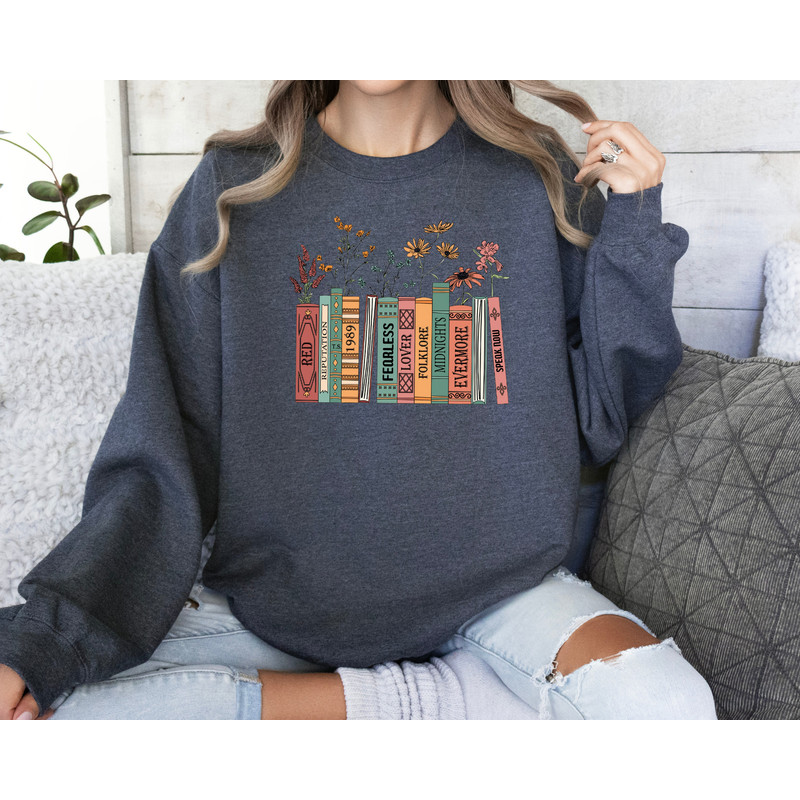Albums As Books Sweatshirt, Trendy Aesthetic For Book Lovers, Crewneck Sweater, Folk Music Hoodie, Country Music Hoodie, Rock Music Sweater - 8.jpg