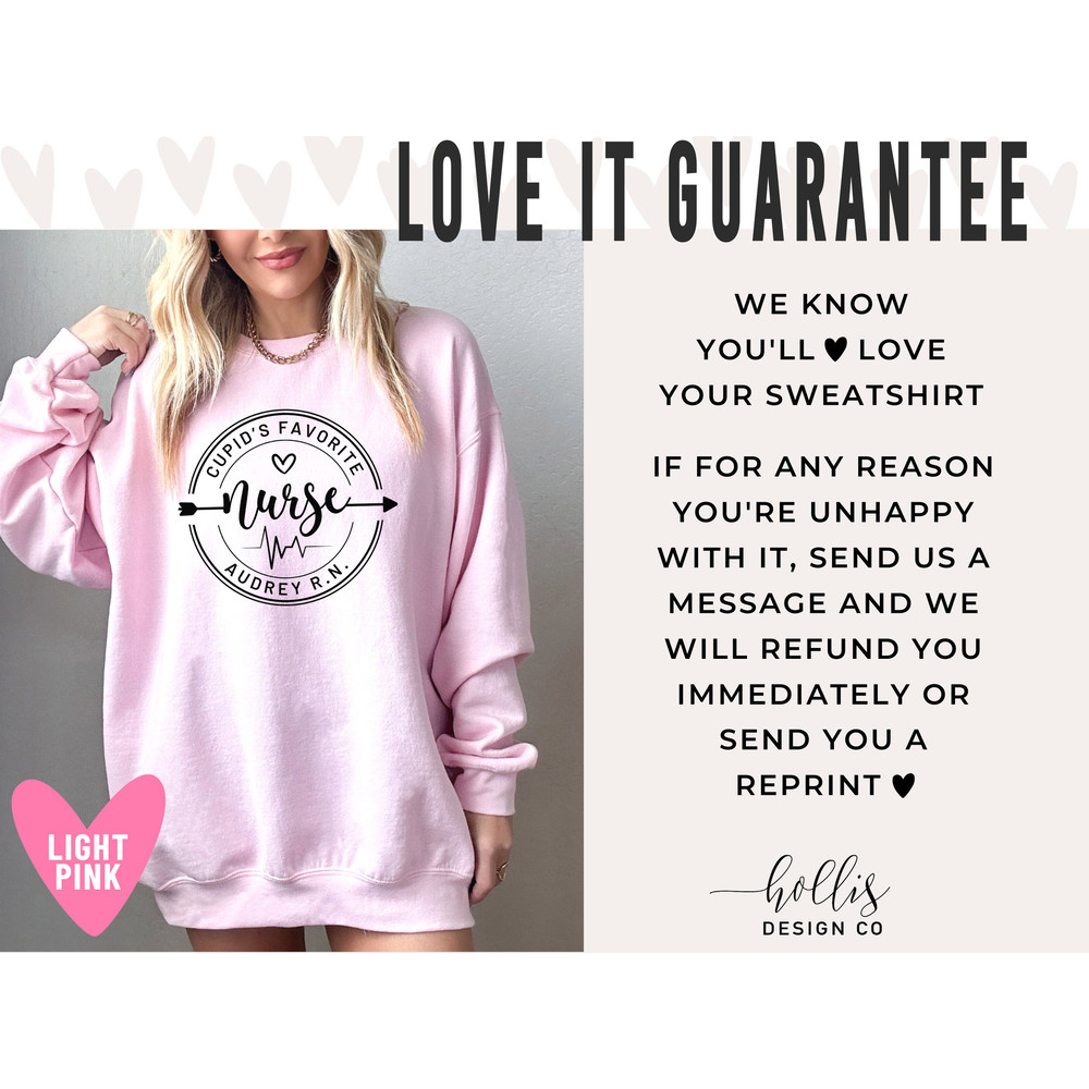 Nurse Valentine's Day Sweatshirt Cupid's Favorite Nurse Sweater Custom Pink Nurse Valentines Personalized Gift for Nurse Long Sleeve - 5.jpg