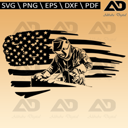 Welder Svg, Distressed American Flag Svg, Welding Torch Svg, Repairman Svg, Mechanic Svg, Vector Cut file Cricut, Silhou
