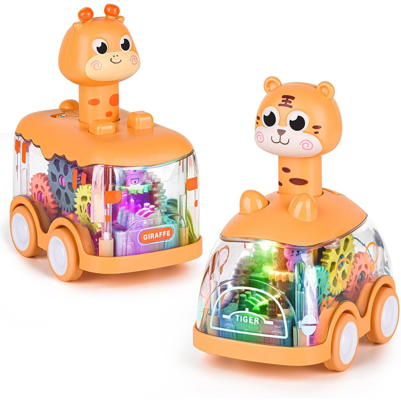 Baby Animal Car Toys Toddler Press And Go Cars With Lights WindUp Pull Back Toy Cars 3