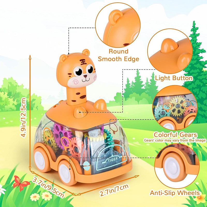 Baby Animal Car Toys Toddler Press And Go Cars With Lights WindUp Pull Back Toy Cars 5