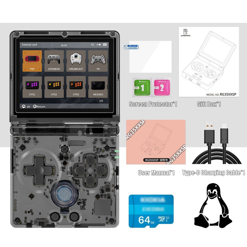 ANBERNIC RG35XXSP Flip Handheld Game Console 35 IPS Clamshell Linux System 64G Storage Online
