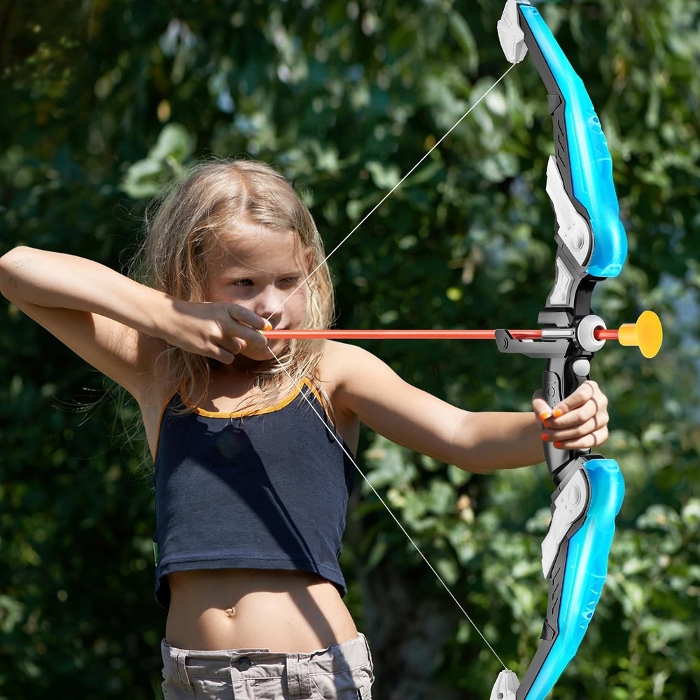 Kids Bow and Arrow Set LED Light Up Toy Archery Set for Outdoor Adventure & Sports Fun