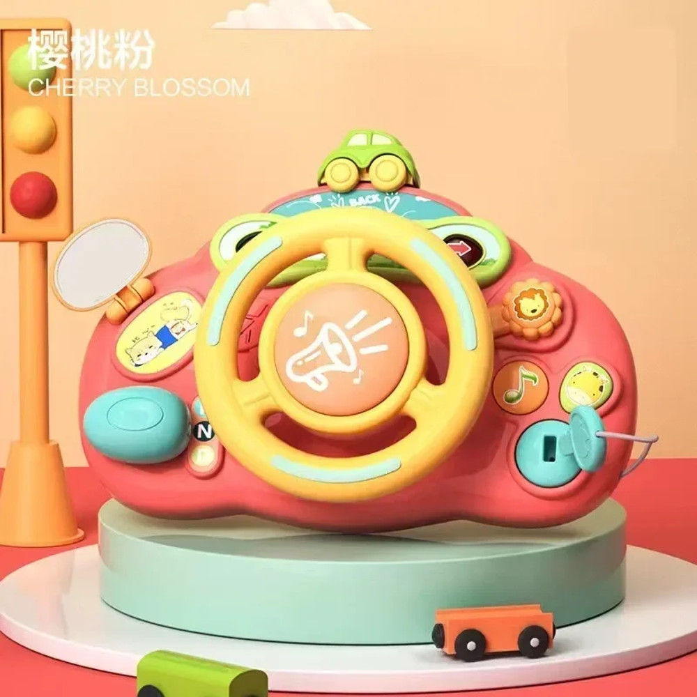 Electric Baby Toy Simulated Driving Car Copilot Steering Wheel Stroller Educational Toy For Toddler 6