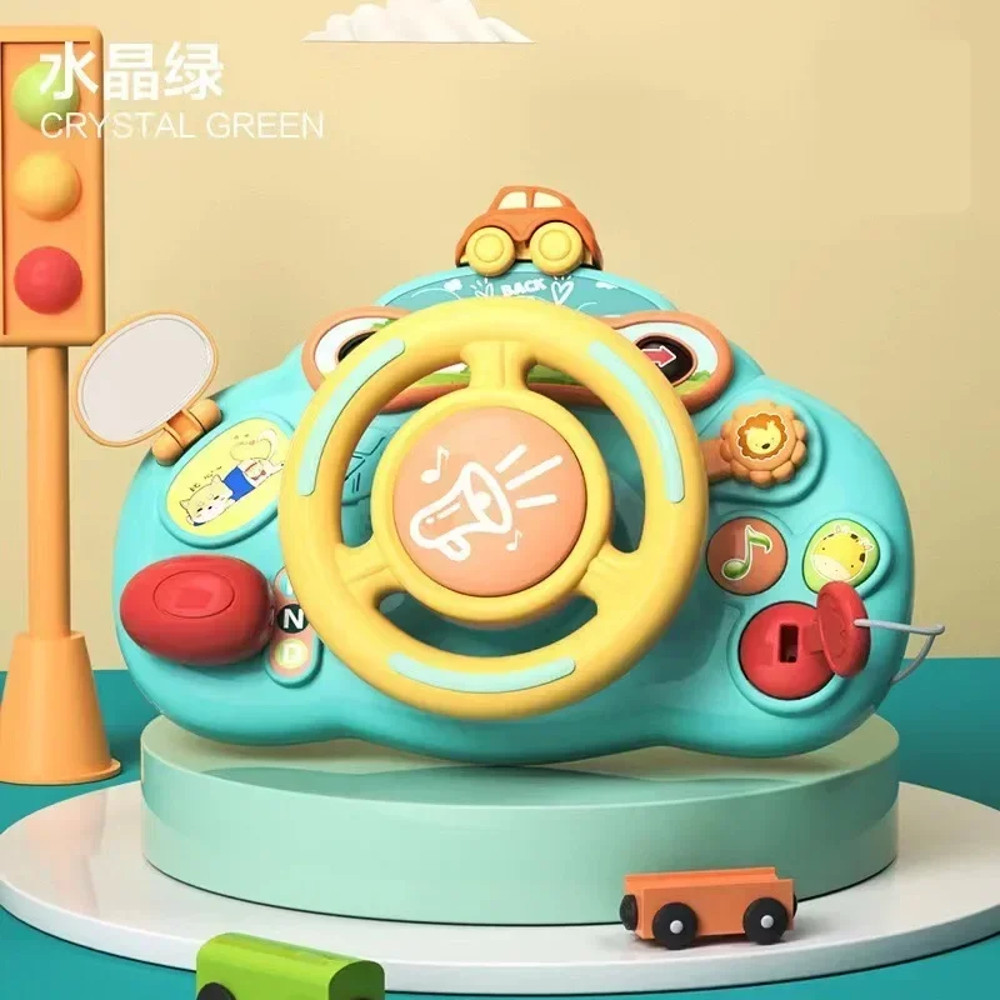 Electric Baby Toy Simulated Driving Car Copilot Steering Wheel Stroller Educational Toy For Toddler 7