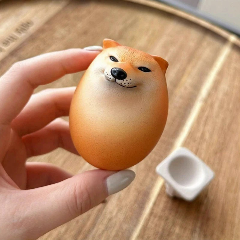 Creative Shiba Inu Realistic Egg Shape PVC Desk Decor for Home & Office