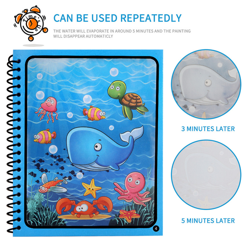 Reusable Magic Water Drawing Book Montessori Sensory Toy For Toddlers Educational Coloring Activity 3