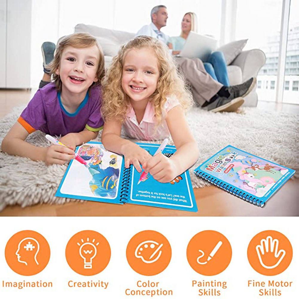 Reusable Magic Water Drawing Book Montessori Sensory Toy For Toddlers Educational Coloring Activity 4