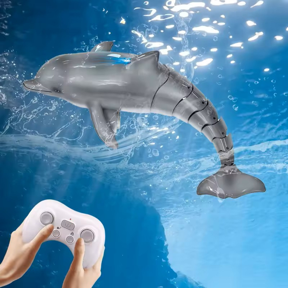 Remote Control Dolphin Toy with LED Light 2.4G Electric Water Toy for Kids, Gift for Boys & Girls