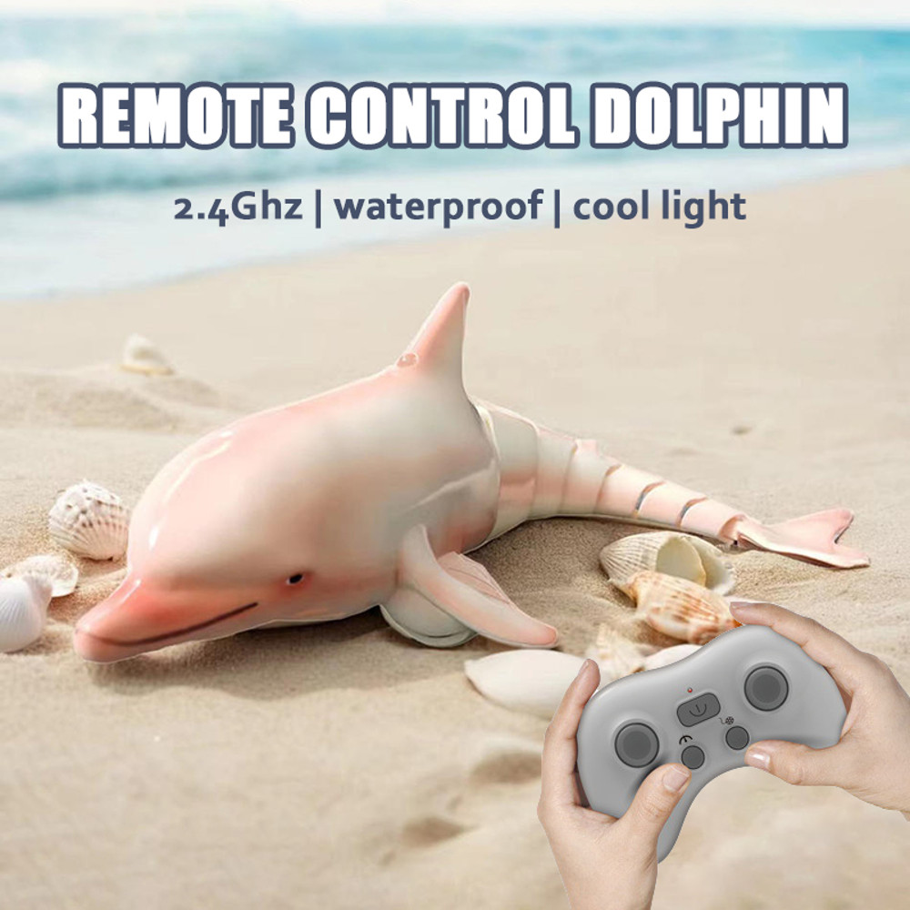 Remote Control Dolphin Toy with LED Light 2.4G Electric Water Toy for Kids, Gift for Boys & Girls