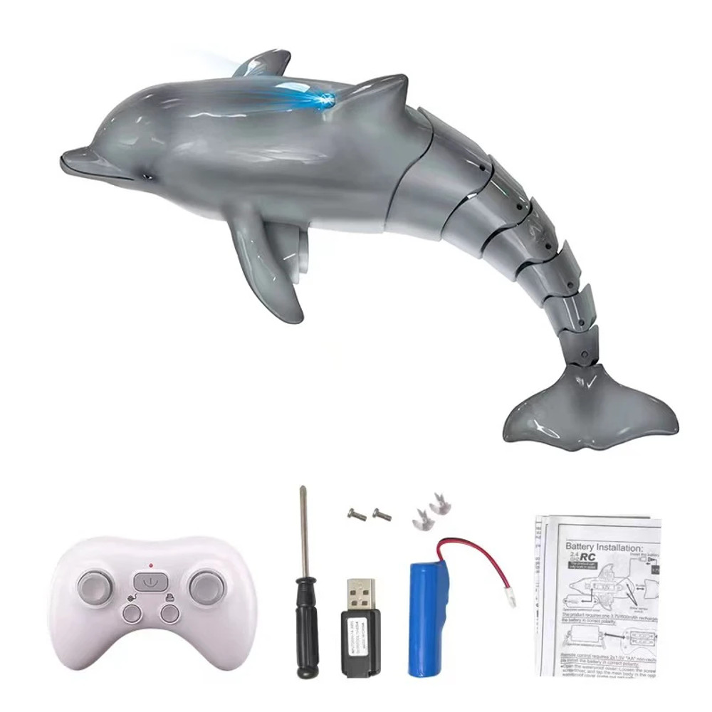 Remote Control Dolphin Toy with LED Light 2.4G Electric Water Toy for Kids, Gift for Boys & Girls
