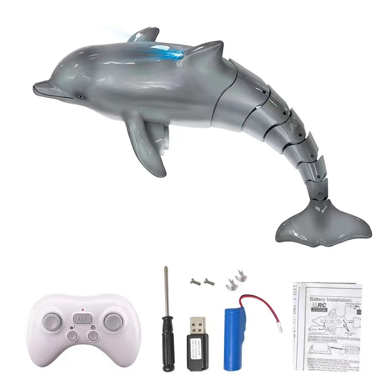 Remote Control Dolphin Toy with LED Light 2.4G Electric Water Toy for Kids, Gift for Boys & Girls