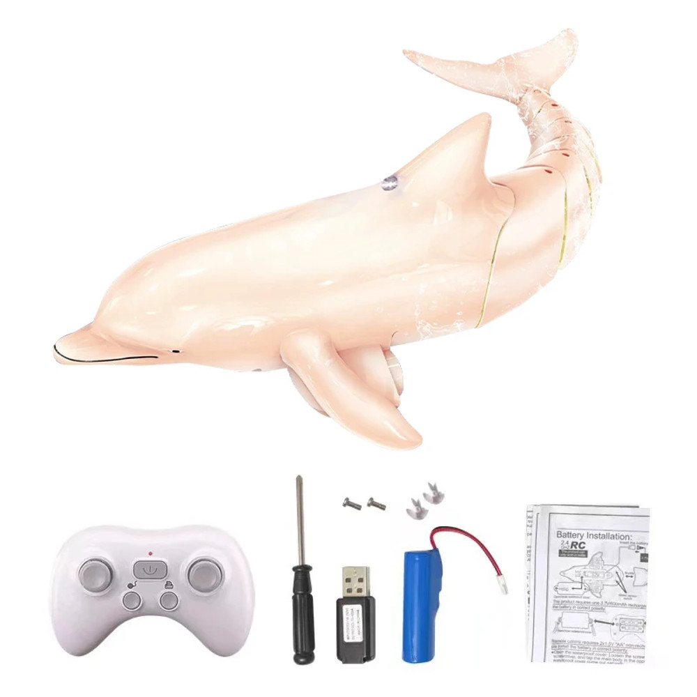 Remote Control Dolphin Toy with LED Light 2.4G Electric Water Toy for Kids, Gift for Boys & Girls