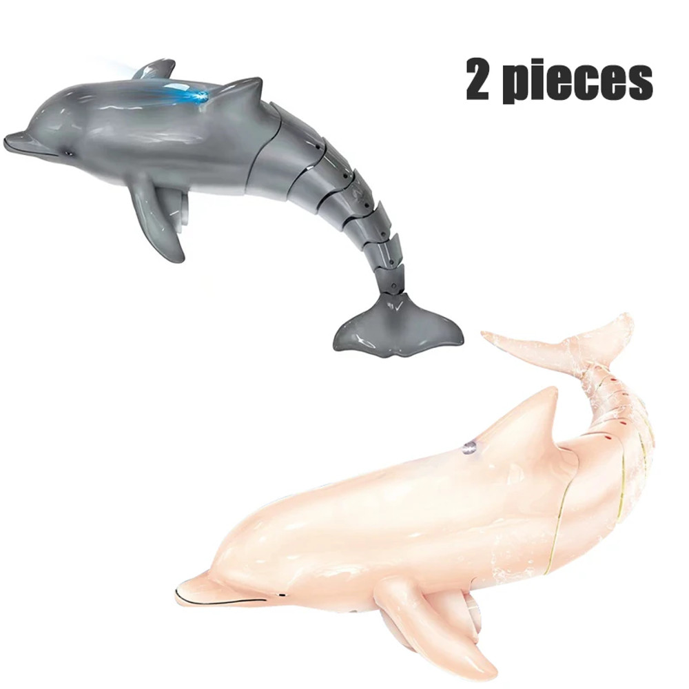 Remote Control Dolphin Toy with LED Light 2.4G Electric Water Toy for Kids, Gift for Boys & Girls