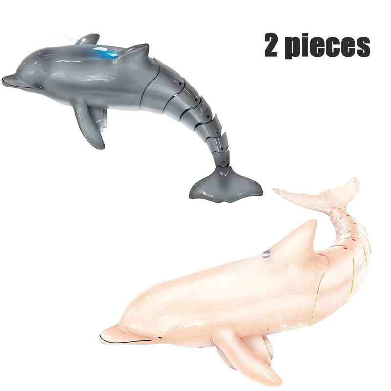Remote Control Dolphin Toy with LED Light 2.4G Electric Water Toy for Kids, Gift for Boys & Girls