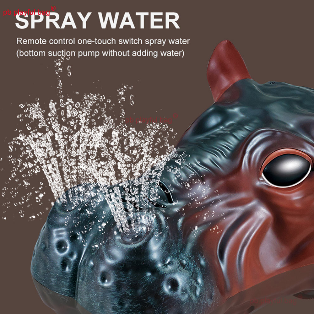 2.4GHz RC Hippo Boat with Water Spray Double Propeller Electric Toy Gift VG206