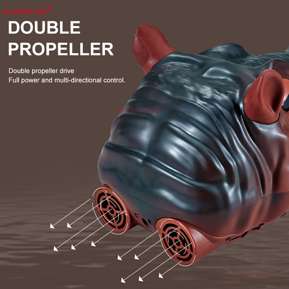 2.4GHz RC Hippo Boat with Water Spray Double Propeller Electric Toy Gift VG206