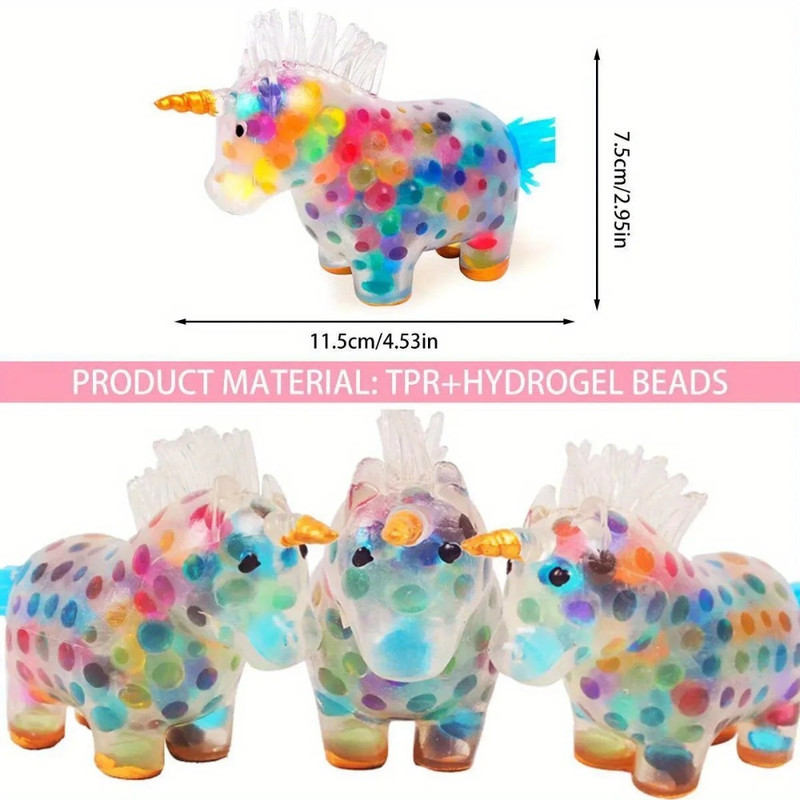 Unicorn Stress Balls Squeeze Toy For Anxiety Relief  Sensory Play With Colorful Gel Water Beads 5