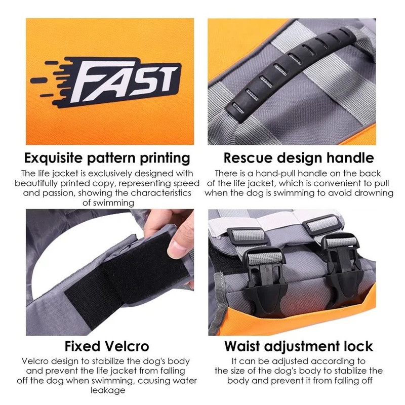 Adjustable Pet Swimming Life Jacket Super Buoyancy Reflective Dog Safety Vest For Water Adventures 3