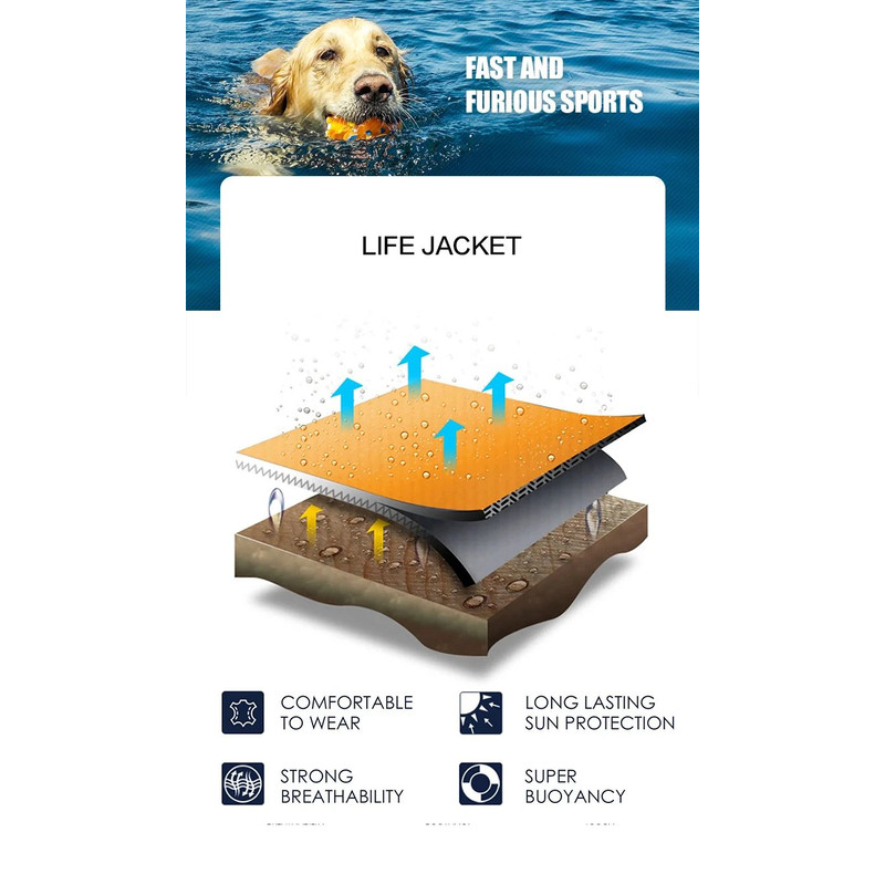 Adjustable Pet Swimming Life Jacket Super Buoyancy Reflective Dog Safety Vest For Water Adventures 8