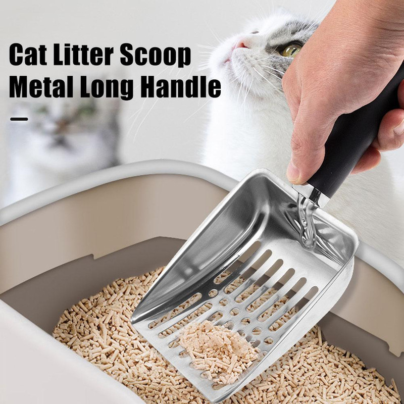 Metal Cat Litter Shovel with Long Handle Durable Sand Cleaning Scoop for Dog  Cat Waste