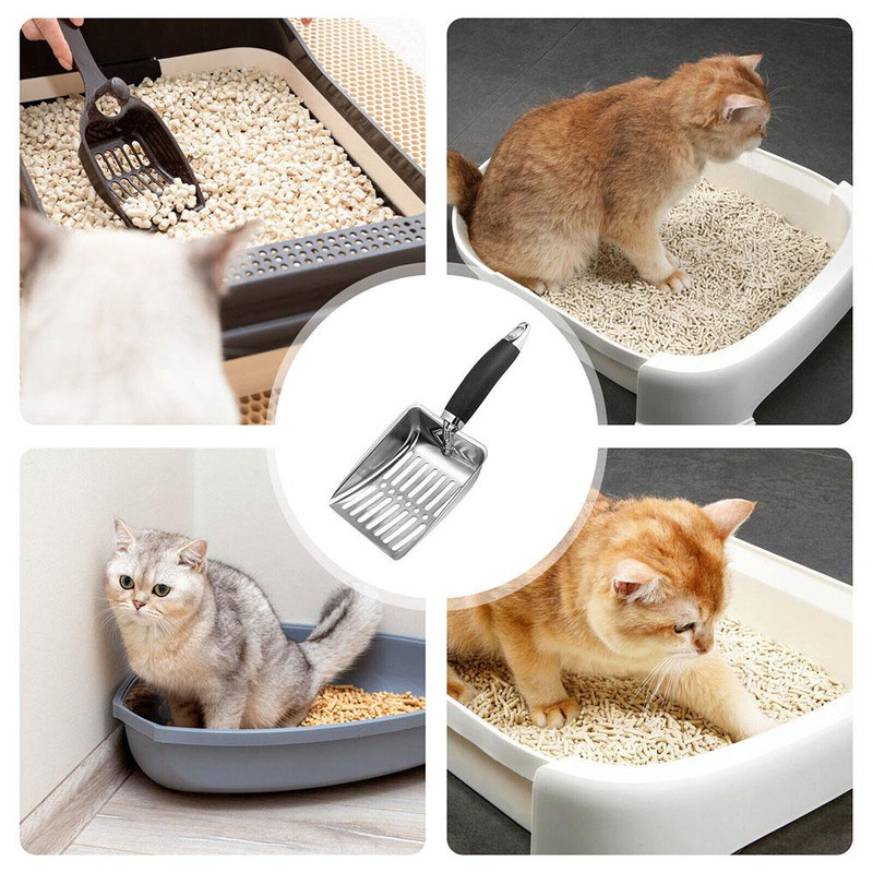 Metal Cat Litter Shovel with Long Handle Durable Sand Cleaning Scoop for Dog  Cat Waste