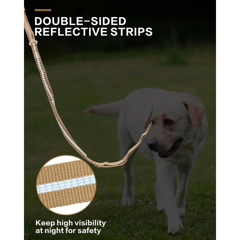 Tactical NoPull Dog Leash  Reflective Shock Absorbing  Heavy Duty Pet Leash With Car Seatbelt Safet 1
