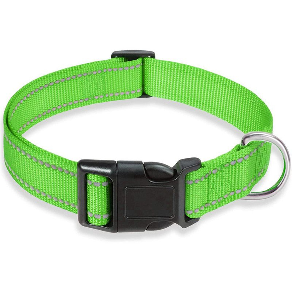 Glow Go Reflective Dog Collar Adjustable Nylon Pet Collar Leash For Nighttime Safety 4