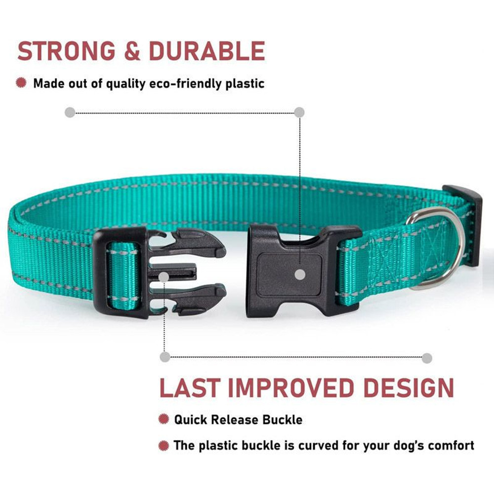 Glow Go Reflective Dog Collar Adjustable Nylon Pet Collar Leash For Nighttime Safety 13