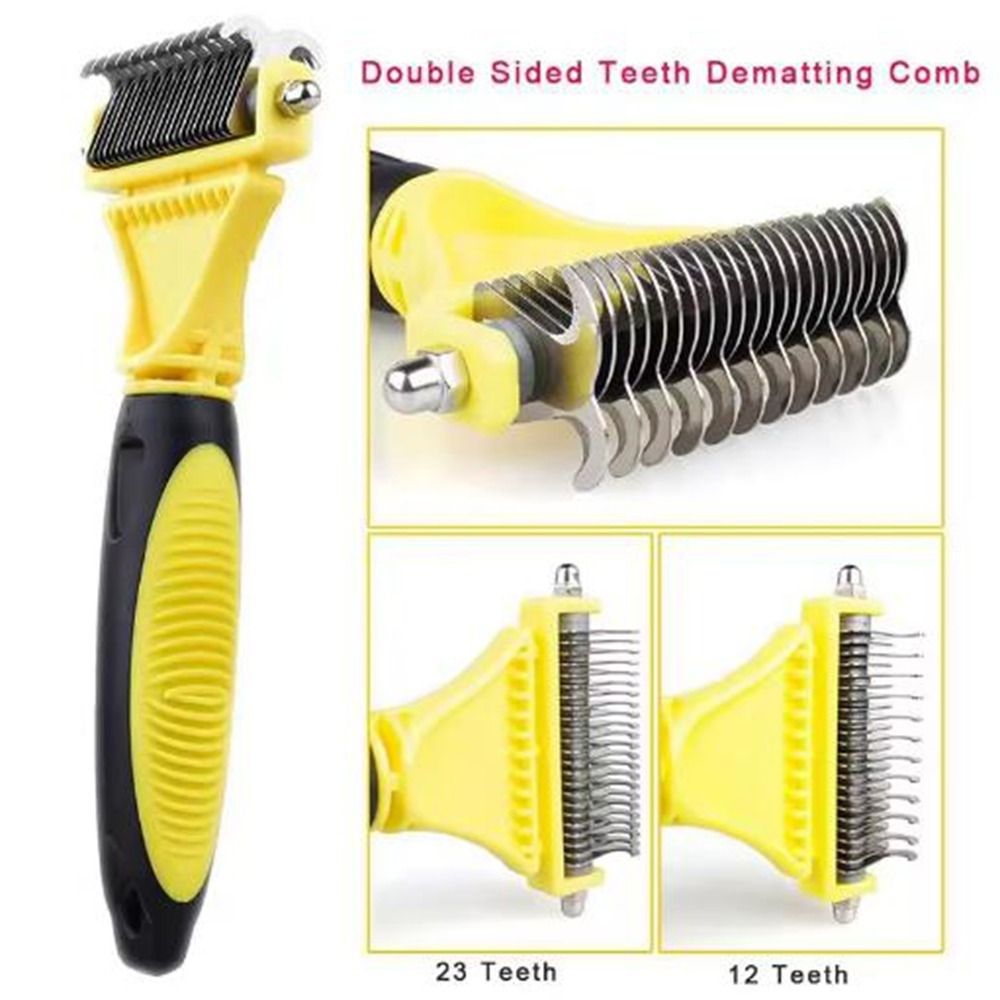 Pet Dog Fur Knot Cutter Double Sided Brush For Long Curly Hair Cat Grooming Tools 5