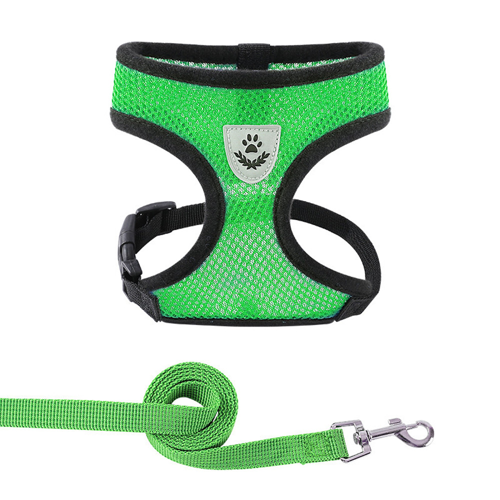 Summer Cat  Dog Harness Lead Leash Adjustable Vest Breathable Polyester Mesh With Reflective Strips 6