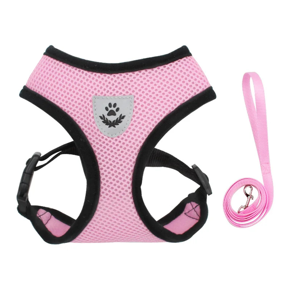 Summer Cat  Dog Harness Lead Leash Adjustable Vest Breathable Polyester Mesh With Reflective Strips 11