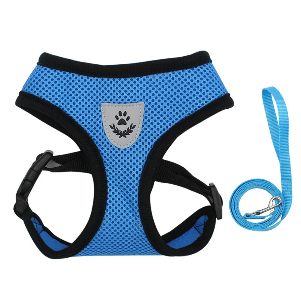 Summer Cat  Dog Harness Lead Leash Adjustable Vest Breathable Polyester Mesh With Reflective Strips 9