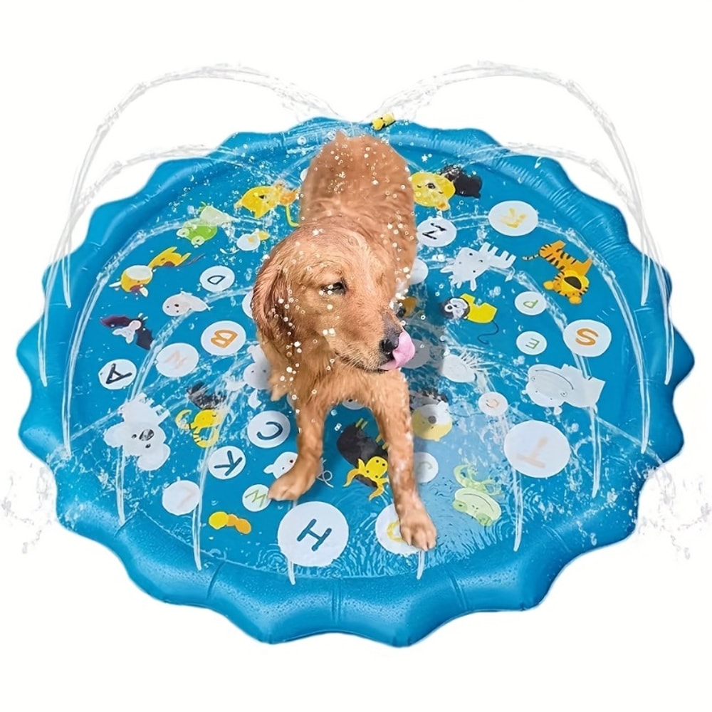 Heavy Duty Outdoor Pet Bathing Basin with Spray Function Non Slip Dog Water Play Mat for Summer Fun & Easy Cleaning
