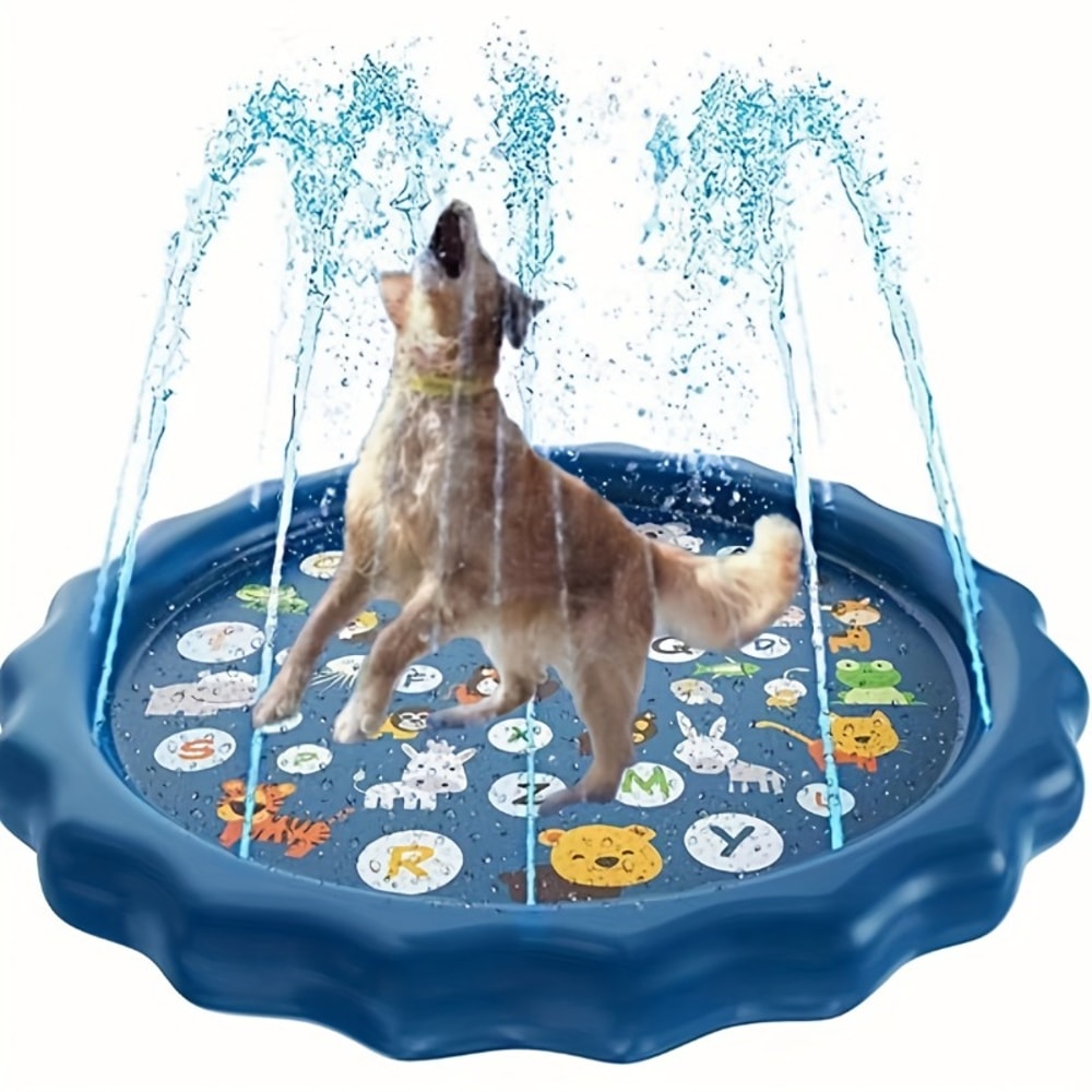Heavy Duty Outdoor Pet Bathing Basin with Spray Function Non Slip Dog Water Play Mat for Summer Fun & Easy Cleaning