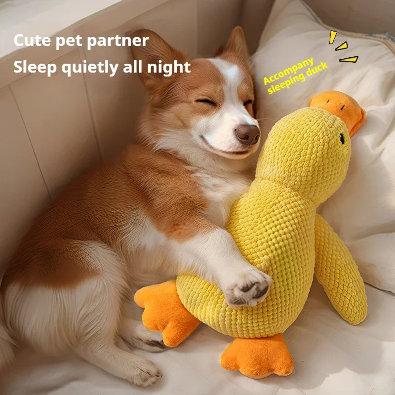 Adorable Dog Toy Plush Toy Sleeping Duck Bite Resistant Chew Companion With Sound Relief For Teeth  2