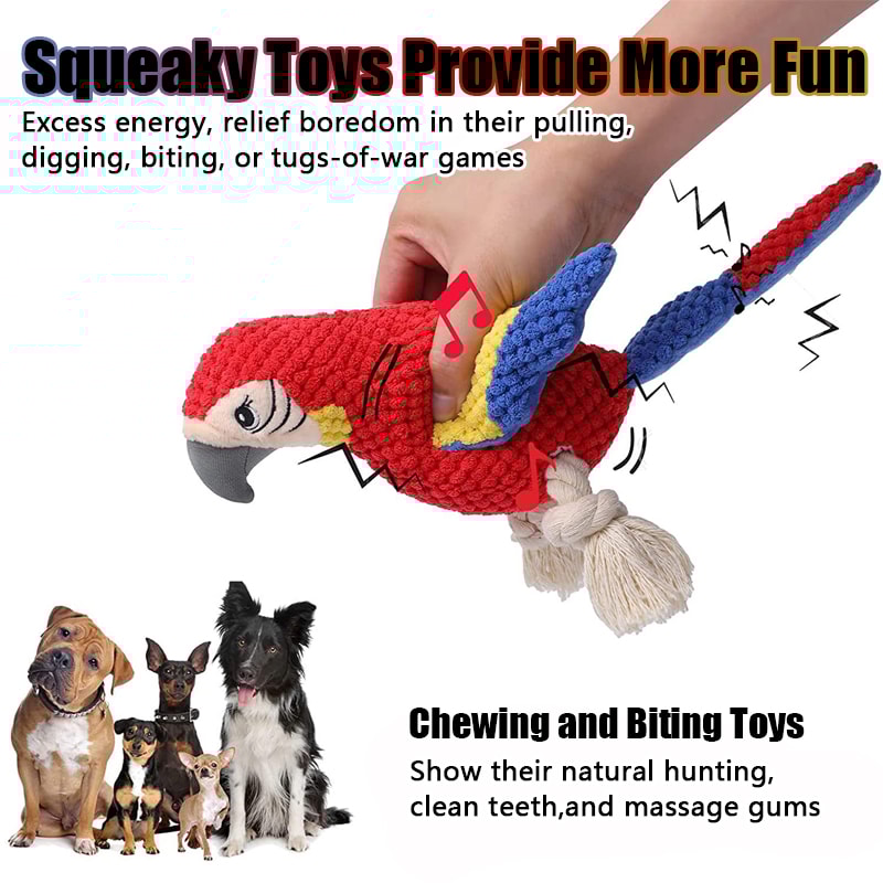 Indestructible Plush Parrot Toy for Dogs Squeaky, Durable Pet Supplies for Small & Big Dogs