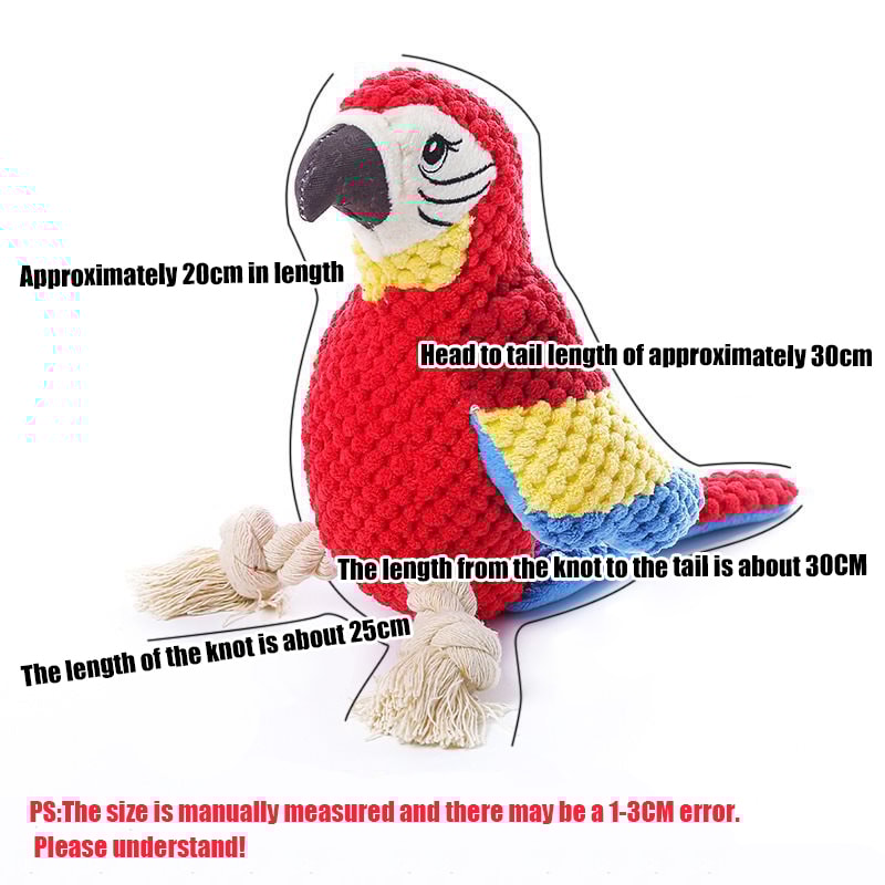 Indestructible Plush Parrot Toy for Dogs Squeaky, Durable Pet Supplies for Small & Big Dogs