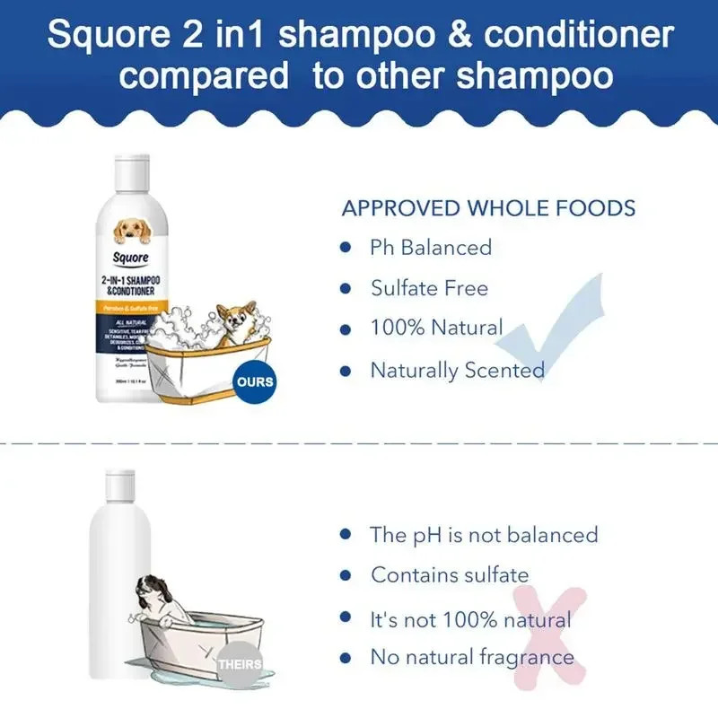 Puppy Shampoo and Conditioner 2 in 1, Moisturizing Dog Shampoo for Sensitive Skin, Gentle PH Balanced Cat and Dog Bath