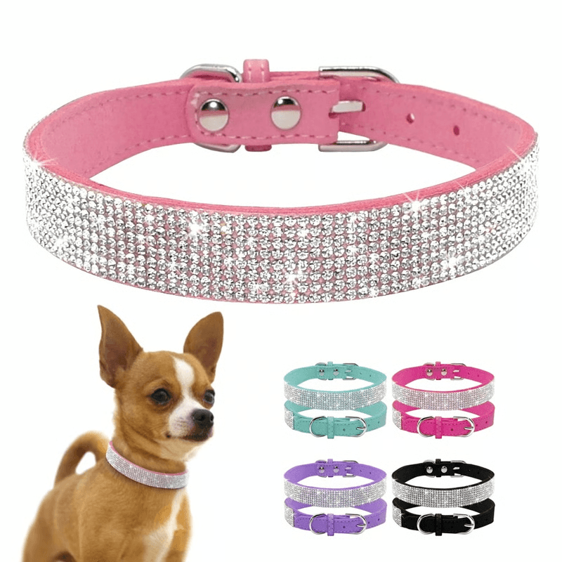 Bling Rhinestone Leather Pet Collar Leash Set For SmallMedium Dogs Cats 1