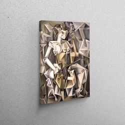 3d wall art, canvas wall art, living room wall art, woman playing a cello, abstract woman canvas canvas, cubism printed,