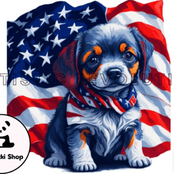 4th of july dog american flag
