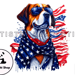 4th of july patriotic dog american flag