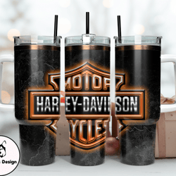 Harley 40 oz Tumbler, Harley Tumbler Wrap, Harley Davidson Logo, Design 21 Morales