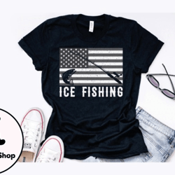american flag ice fishing vintage design design 259